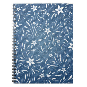Blommönster om denim anteckningsbok