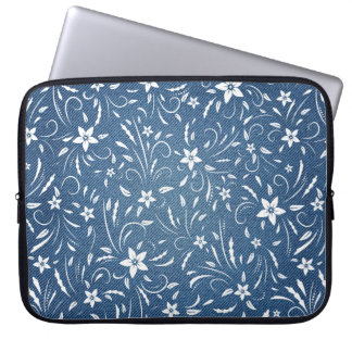Blommönster om denim laptop fodral