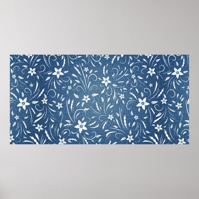 Blommönster om denim poster (Framsidan)