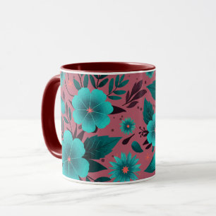 Blommönster på Maron-bakgrunden Mugg