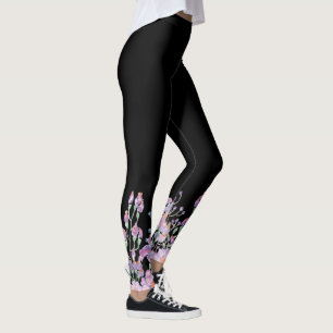 Blommönster på svart leggings