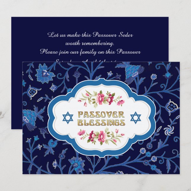 Blommönster Passover Seder Inbjudningar (Fram/baksida)