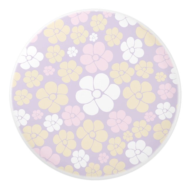 Blommönster - Pastell Rosa, Gul och Lila Knopp (Framsidan)