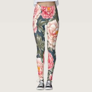 Blommönster Peony Flowers Leggings