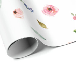Blommönster Peony Rosor Flowers Cute Pastel Presentpapper