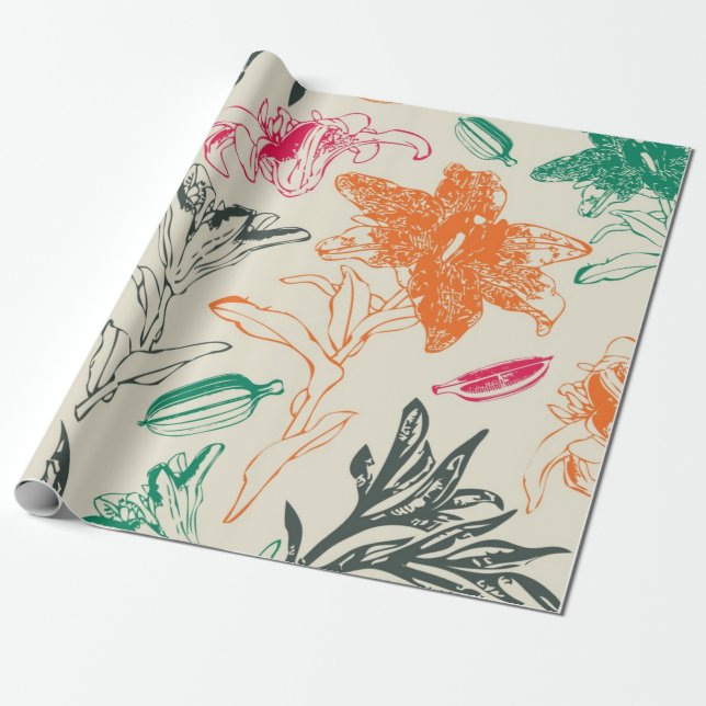 Blommönster Presentpapper (Utrullad)