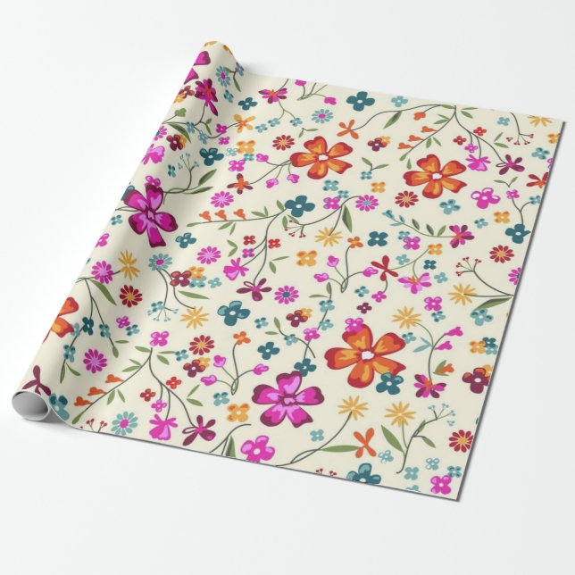 Blommönster Presentpapper (Utrullad)
