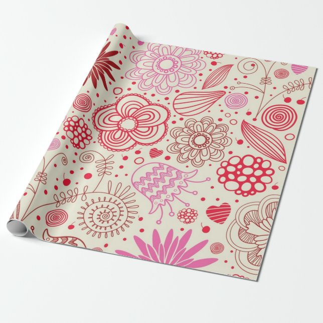 Blommönster Presentpapper (Utrullad)