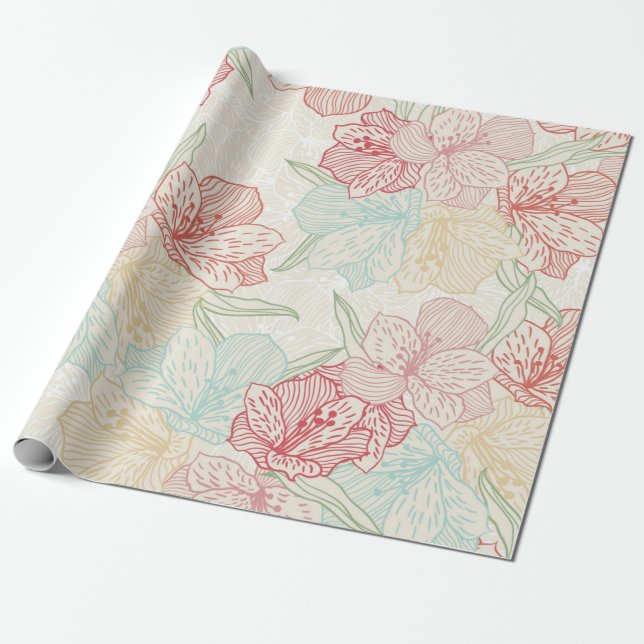 Blommönster Presentpapper (Utrullad)