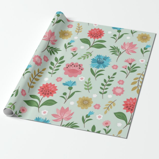 Blommönster Presentpapper (Utrullad)