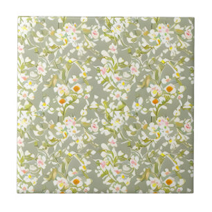 Blommönster Primrose Flowers Kakelplatta
