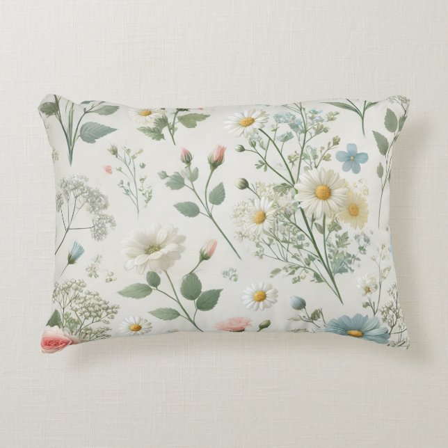 Blommönster Prydnadskudde (Framsidan)