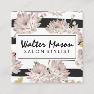 Blommönster rand blommor fyrkantigt visitkort