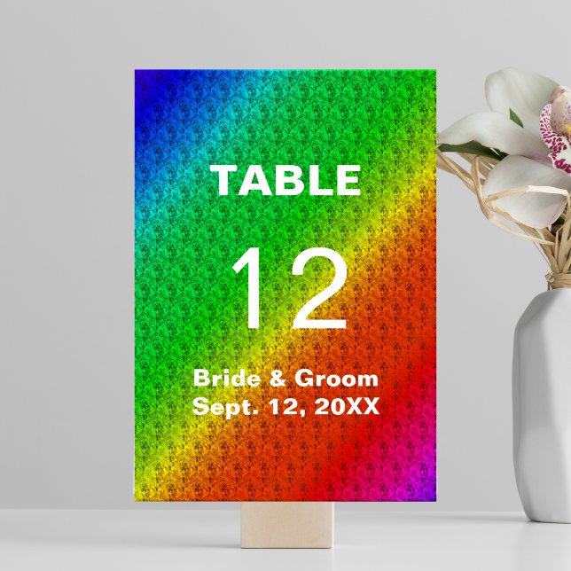 Blommönster Regnbåge Höft Bröllop Bordsnummer (Floral Pattern Rainbow Autumn Wedding Table Number)