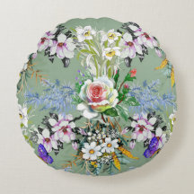 Blommönster Ro Wildblommor Grönt