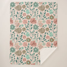 Blommönster rosa grönt brun boho