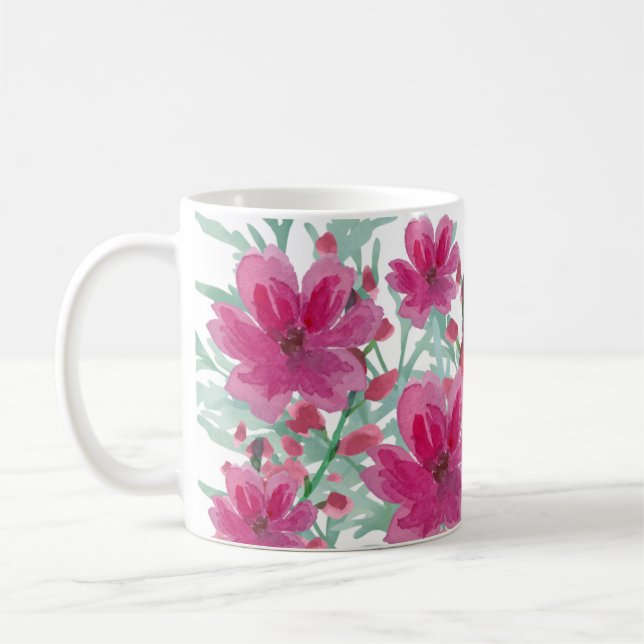 blommönster rosa kaffemugg (Vänster)