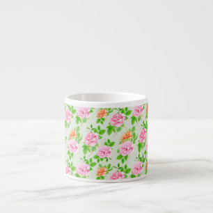 Blommönster Rosa Rosor Espressomugg