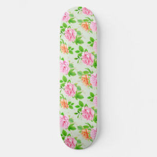 Blommönster Rosa Rosor Mini Skateboard Bräda 18,5 Cm