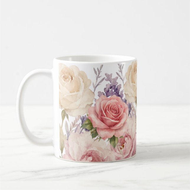 blommönster rosor kaffemugg (Vänster)