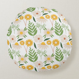 Blommönster Rund Kudde