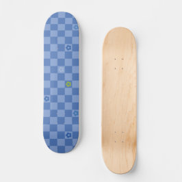 Blommönster Rutigt Mönster Nr 01 - Ljusblå Mini Skateboard Bräda 18,5 Cm