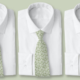 Blommönster Salvia Grön Modern Snygg Blomma Slips