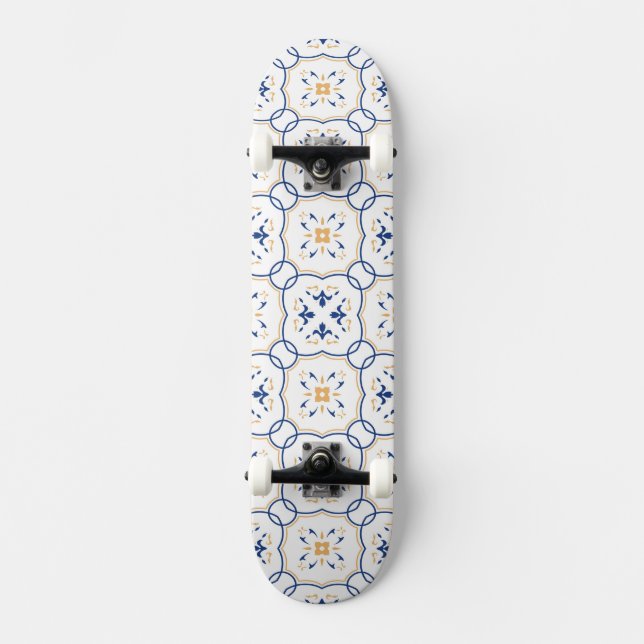 Blommönster Skateboard Bräda 19,5 Cm (Framsida)