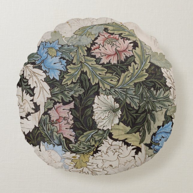 blommönster sketch av art nouveau william morris rund kudde (Framsidan)