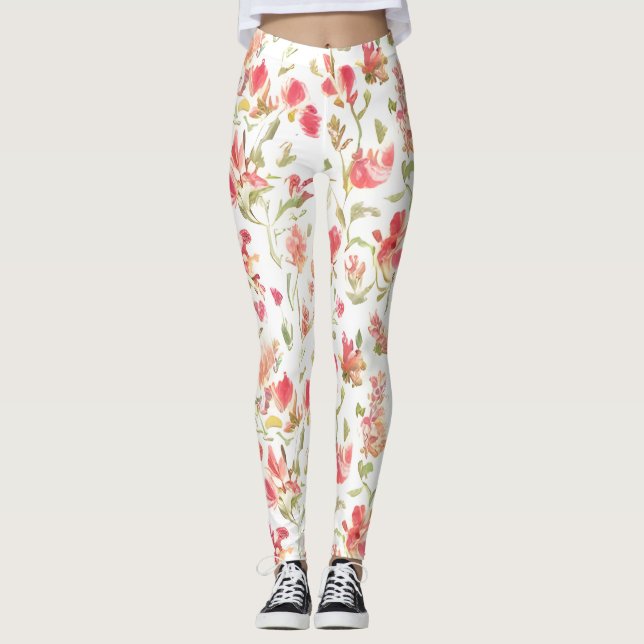 Blommönster Snapdragon Flowers Leggings (Framsida)