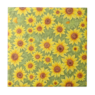 Blommönster Solrosblommor Kakelplatta