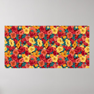 Blommönster sömlös retrotro. Anemones Poster