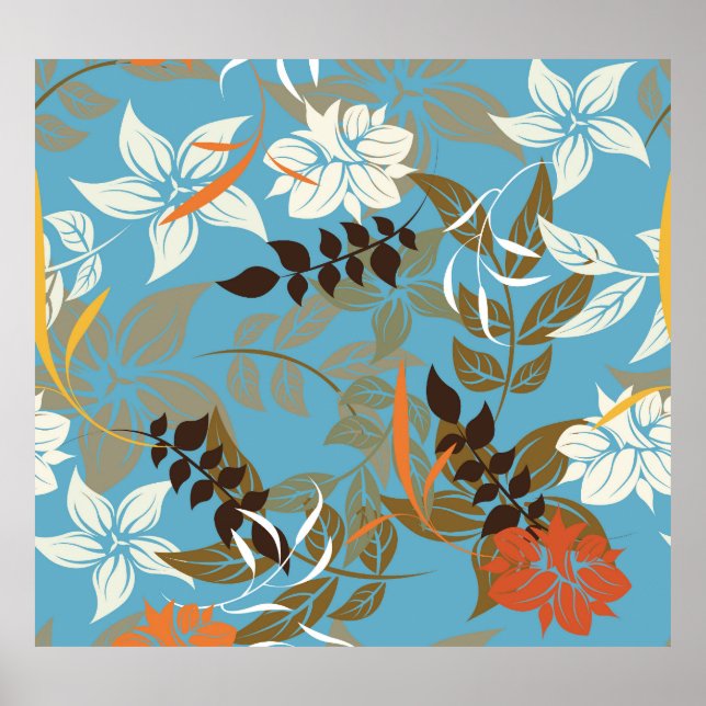 Blommönster: Sömlös Vintage bakåt Poster (Framsidan)