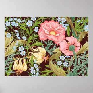 Blommönster sömlöst mönster, bakgrund med I konst  Poster