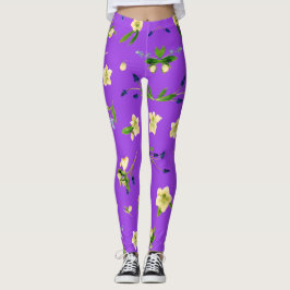 Blommönster sommar på ljusa lilor leggings