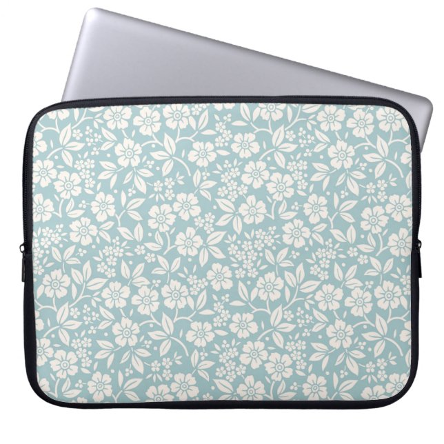 Blommönster. Söt blommor på grått blue backgr Laptop Fodral (Framsidan)