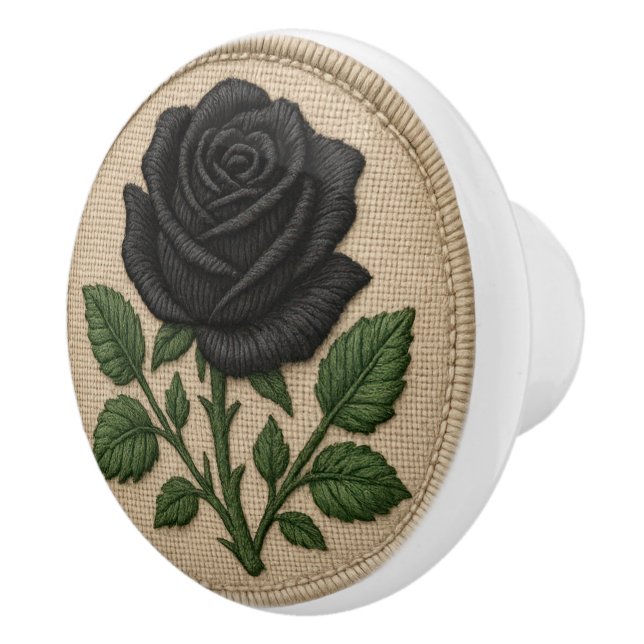 Blommönster Svart Ros Knopp (Höger)