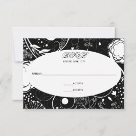 Blommönster Svart/Vit - RSVP OSA Kort