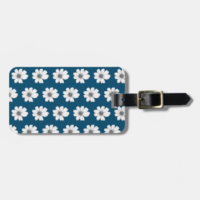 Blommönster tealblått bagagebricka (Horisontell Framsida)