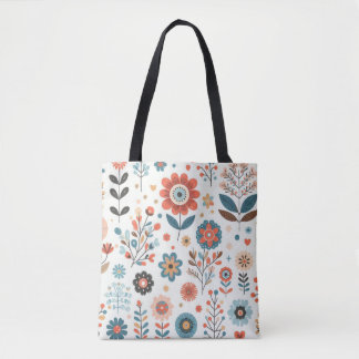 Blommönster Tote Bag - Snyggt Design Tygkasse