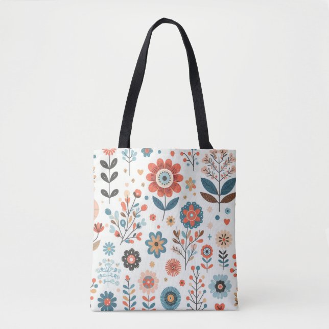 Blommönster Tote Bag - Snyggt Design Tygkasse (Framsida)