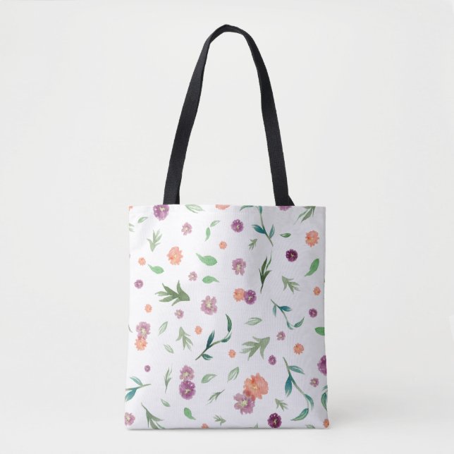 Blommönster Tote Bag - Snyggt Varje dag Bag Tygkasse (Framsida)