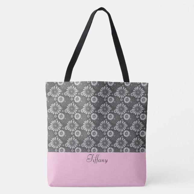 Blommönster Tote Bag Tygkasse (Framsida)