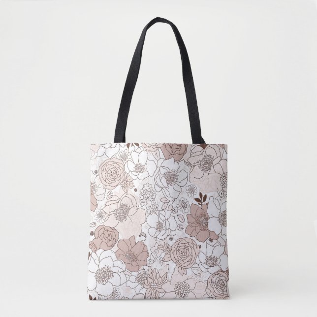 Blommönster Tote Bag Tygkasse (Framsida)