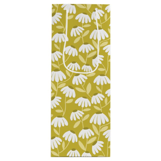 Blommönster Tusenskönor Olivgrön & Mustardgul (Framsidan)