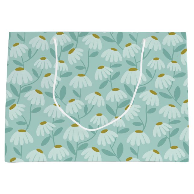Blommönster Tusenskönor Tealblå & Olivgrön (Framsidan)