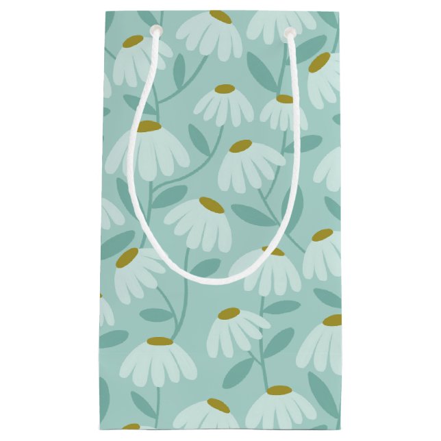 Blommönster Tusenskönor Tealblå & Olivgrön (Framsidan)