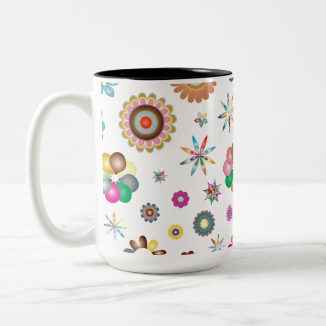 Blommönster Två-Tonad Mugg (Vänster)