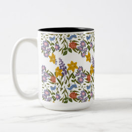 blommönster Två-Tonad mugg