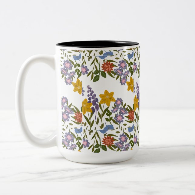 blommönster Två-Tonad mugg (Vänster)